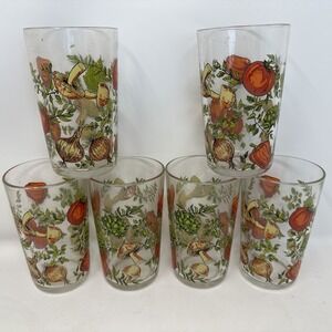 6 Vintage Arcoroc France Harvest The Spice Of Life Juice Glasses 4.5" Tall